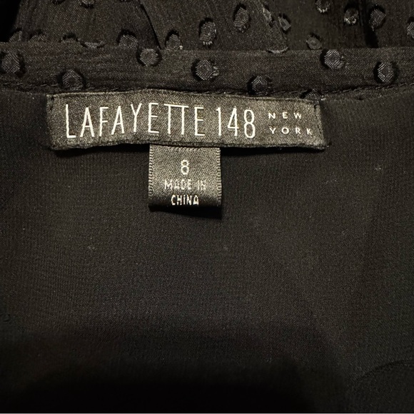 Lafayette 148 New York Black Swiss Dot Sheer Midi Skirt - Size 8 - Picture 6 of 8